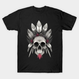 skull with feathers T-Shirt